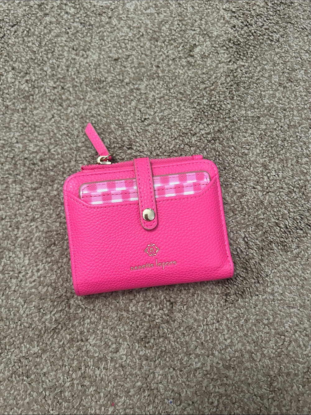 Nanette Lepore Pink Leather Compact Wallet with Card Window